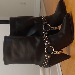 Kooples Mid Calf Leather Harness Boots